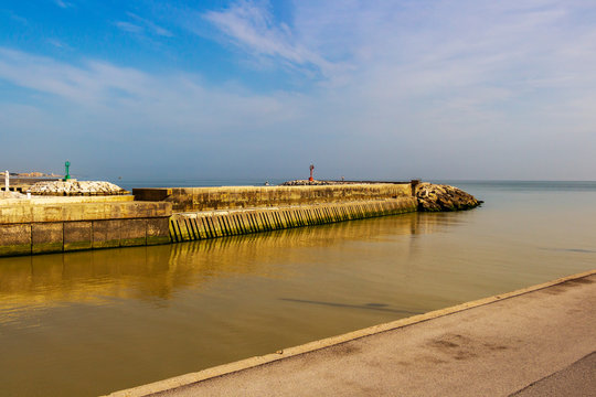 Misa River mouth and Port of Senigallia breakwater, Province of Ancona, Marche Region, Italy