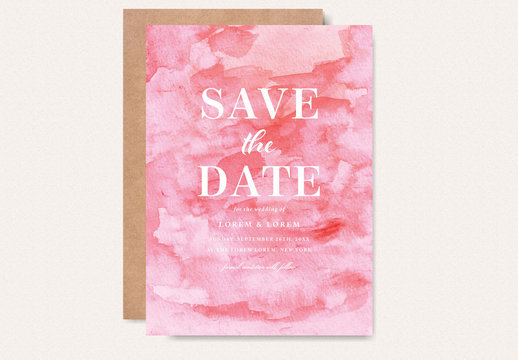 Beachy Watercolor Save the Date Card Template Design