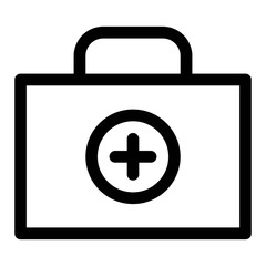 Emergency aid kit icon. First aid medical bag icon.
