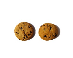 Chocolate chip cookies on white background. sweets concept