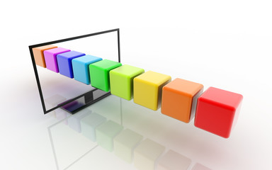 Obraz premium Three dimensional TV abstract illustration, technology concepts. Original 3d rendering