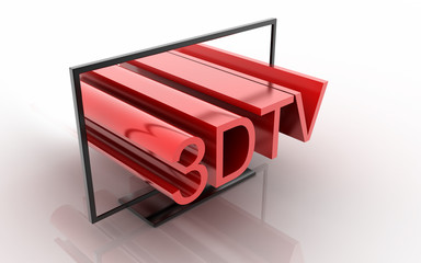 Three dimensional TV abstract illustration, technology concepts. Original 3d rendering