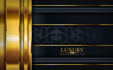 Luxury dark background with golden lines and abstract shape.