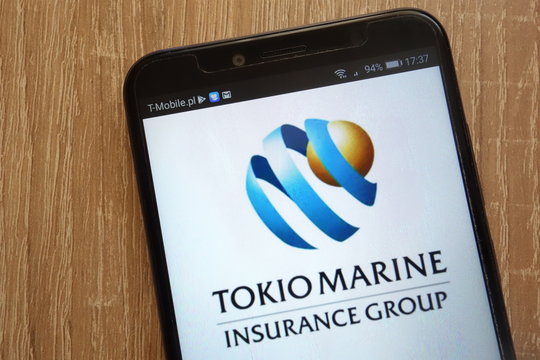 KONSKIE, POLAND - AUGUST 11, 2018: Tokio Marine Insurance Group logo displayed on a modern smartphone