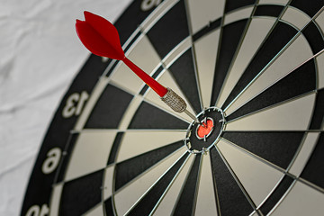 Background with symbol concept of business success achievement focus with red dart game aim and hit...