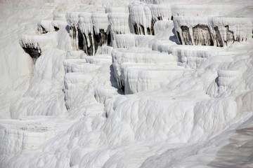 Pamukkale - thermal springs, located on the terraces of white limestone. 
