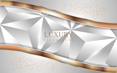 Luxury abstract white mosaic background with golden lines. Vector illustration