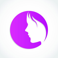 woman face negative shape color circle logo