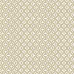 Golden mesh seamless pattern. Subtle vector abstract geometric texture with thin curved lines, delicate mesh, net, grid, lattice, lace. Gold and white luxury background. Repeat ornamental design