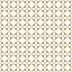 Vector ornamental pattern. Abstract geometric seamless texture with grid, lattice, floral shapes, crosses, rhombuses. Simple white and gold ornament. Wooden style background. Asian traditional design