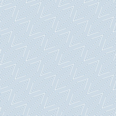Vector geometric lines seamless pattern. Texture with zigzag stripes, thin diagonal lines. Abstract geometry graphic design. Background in retro vintage colors, soft blue and beige. Repeat design
