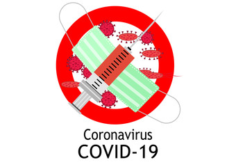Coronavirus 2019 with “Coronavirus COVID-19” words. they are on red background.Wuhan virus disease, virus infections ,prevention,Vector Logo and symbol and Background concept.