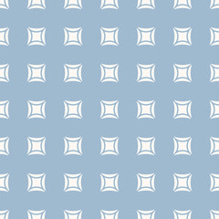 Vector minimalist geometric seamless pattern. Simple ornament with small curved squares. Abstract minimal background in light blue and beige colors. Perforated surface texture. Modern repeat design