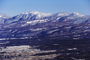 Obraz na płótnie Canvas 入笠山から　冬の八ヶ岳連峰　北八ヶ岳　北横岳