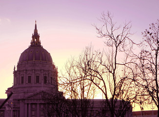 Classic European building at sunset