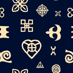 Seamless pattern with Adinkra symbols