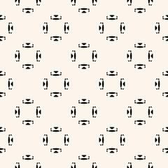 Fototapeta premium Simple vector floral pattern. Abstract minimalist seamless texture with small flower shapes. Minimal geometric monochrome background. Black and white repeat design for print, textile, decor, fabric