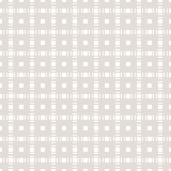 Squares seamless pattern. Subtle abstract geometric texture with small square shapes in regular grid. Light beige color. Simple modern minimal ornament. Stylish background. Repeat decorative design