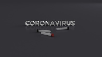 Inscription coronavirus background. COVID 19 3d rendering. Corona outbreak background.