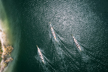 Dragon boat race overhead shot