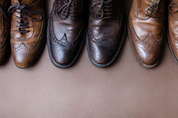 pair of black leather shoes