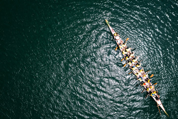 Dragon boat from above
