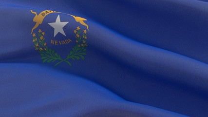 Flags of the states of USA. State of Nevada flag. 3D illustration.