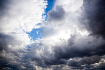 Puffy White Clouds on Blue Sky Overlay
