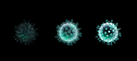 Isolated coronavirus bacteria 3D illustration