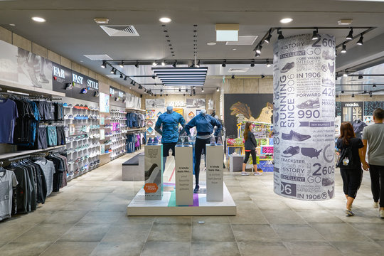 SINGAPORE - CIRCA APRIL, 2019: interior shot of New Balance store in Jewel Changi Airport.