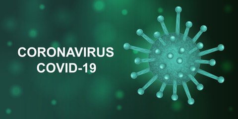 Vector illustration of a coronavirus on a dark green background. EPS 10