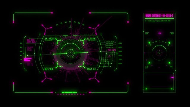 Green Spaceship Weapon and Radar HUD Display Graphic Element