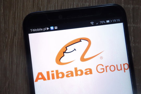 KONSKIE, POLAND - AUGUST 11, 2018: Alibaba Group logo displayed on a modern smartphone