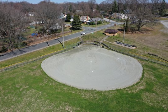 Baseball Field In The Town Shoot From Above