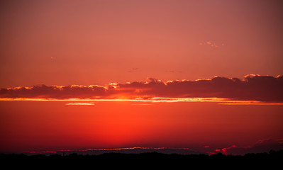 Sunset over the field