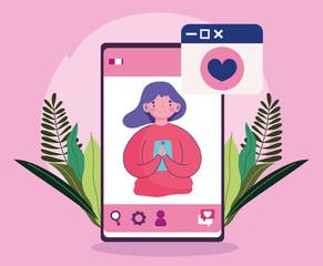 young woman in screen smartphone chat love