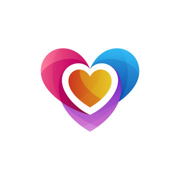 heart colorful logo design, abstract love vector illustration