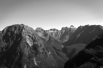 Milford Track, New Zealand, Black and White
