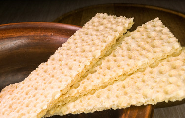 diabetic diet crunches - crispy waffle crispbread from wheat, texture