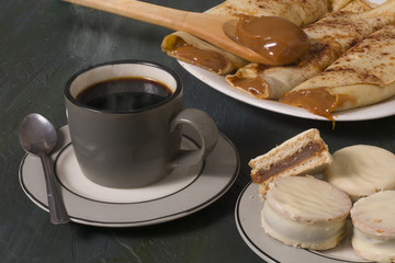 Argentinian traditional breakfast with coffee