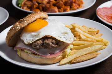 Burger with fried egg