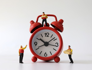 Red alarm clocks and miniature couriers.