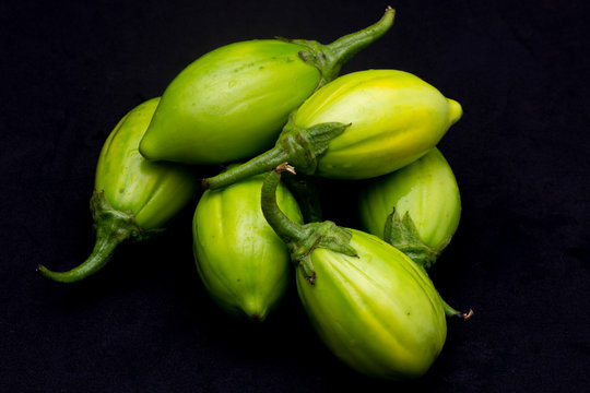 Jilo Scarlet. African Eggplant Stock Image - Image of wooden