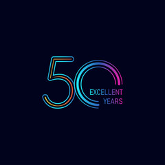 50 Years Excellent Anniversary Celebration Vector Template Design Illustration
