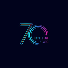 70 Years Excellent Anniversary Celebration Vector Template Design Illustration