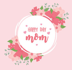 happy mothers day, mom flowers elegant decoration label