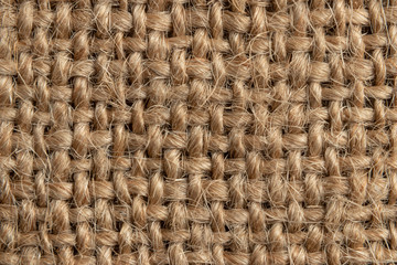 Burlap, natural fabric, close-up. Horizontal texture or background