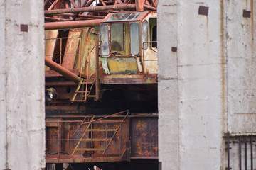 Fototapeta na wymiar Abandoned crane in Chernobyl zone