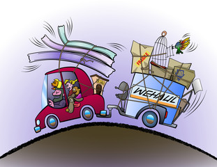 Happy family moving to a new home