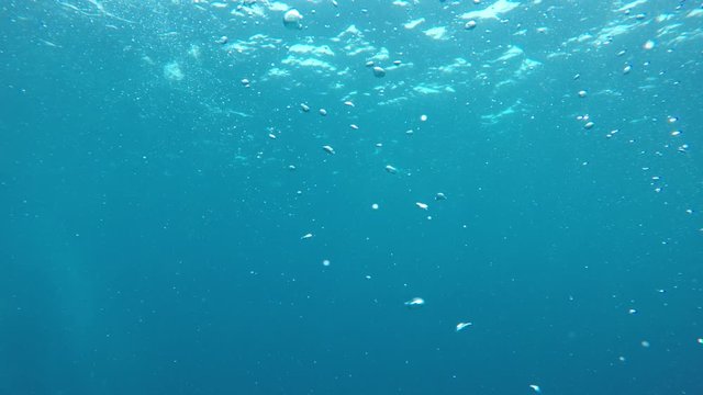 Underwater bubbles in ocean 